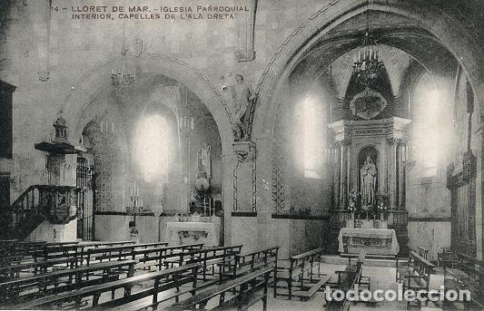 Postales: Postal 13 Lloret de Mar Igl&eacute;sia parroquial interior