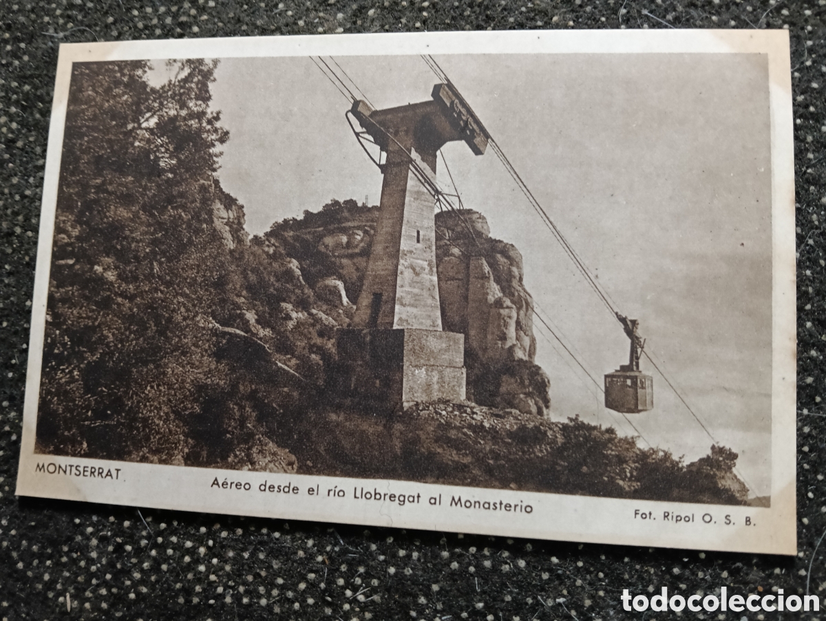 Postales: MONTSERRAT AEREO DESDE EL RIO LLOBREGAT AL MONASTERIO FOTO RIPOL SIN FRANQUEAR