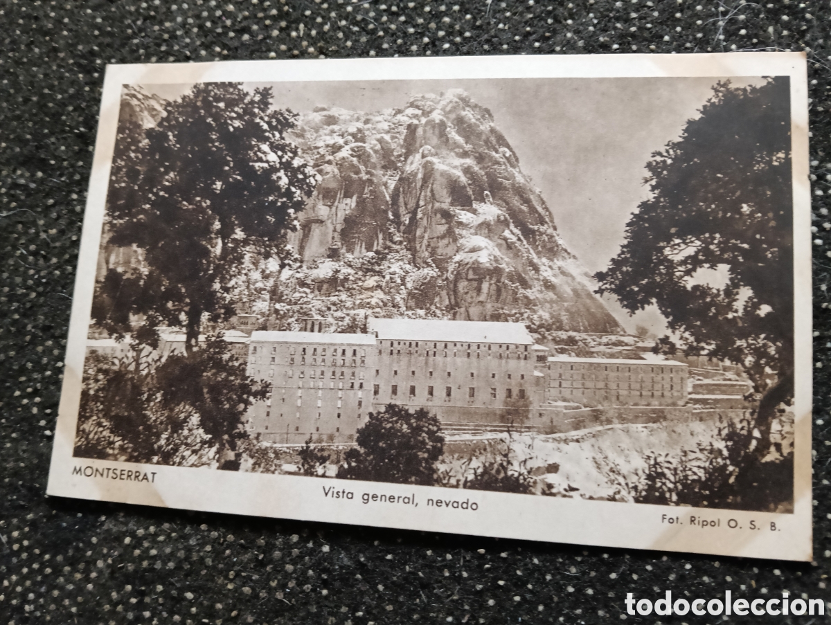 Postales: Montserrat con nieve, todo nevado foto Ripol