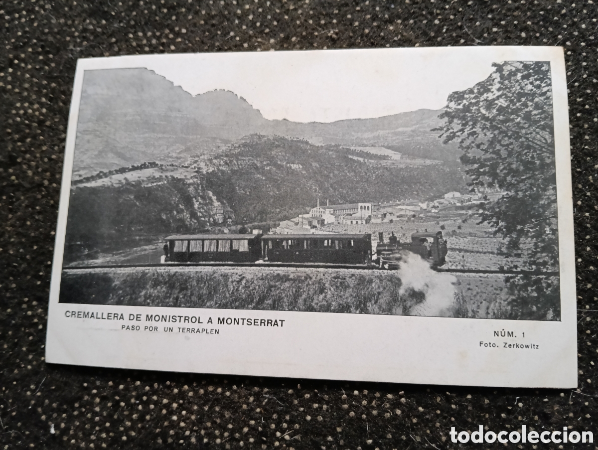 Postales: TREN CREMALLERA DE MONISTROL A MONTSERRAT PASO POR UN TERRAPLEN Foto ZERKOWITZ N&ordm;1