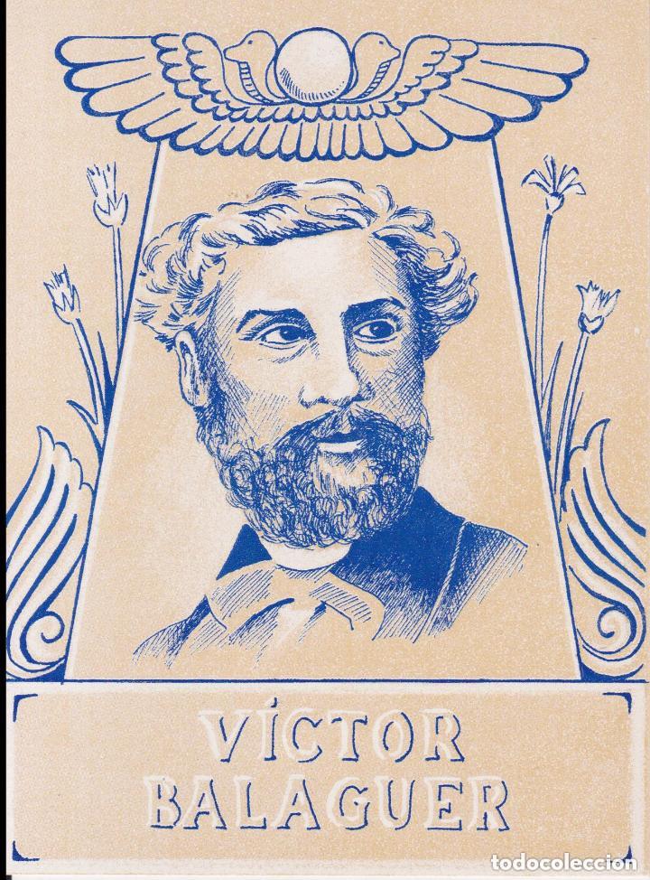 Postales: VICTOR BALAGUER I CIRERA - DIBUIX DE ADELAIDA PAMIES - ED.AJUNTAMENT VILANOVA I LA GELTRU