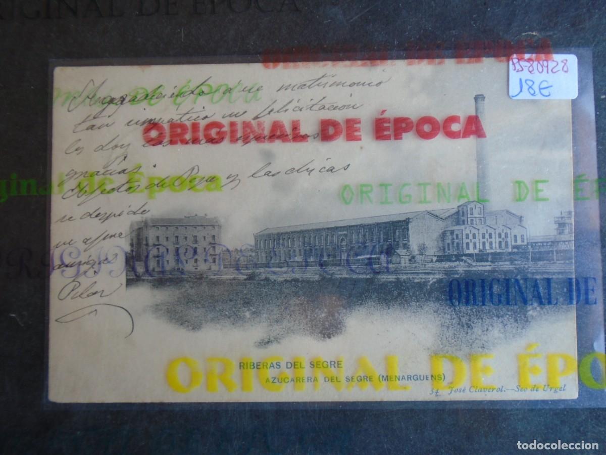 Postales: (PS-80928)POSTAL DE MENARGUENS-RIBERAS DEL SEGRE.AZUCARERA DEL SEGRE
