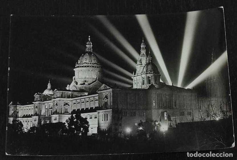Postales: BARCELONA, PARUE DE MONTJUICH DE NOCHE, POSTAL ANTIGUA