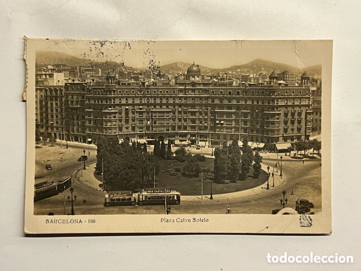 Postales: BARCELONA. Postal animada No.180, Plaza de Calvo Sotelo.. Edic. UNIQUE (a.1945) circulada