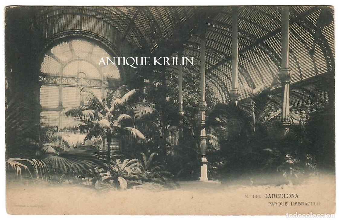 Postales: BARCELONA N&ordm; 144 PARQUE UMBRACULO / EDICION L. BARTRINA - THOMAS / SIN FRANQUEAR