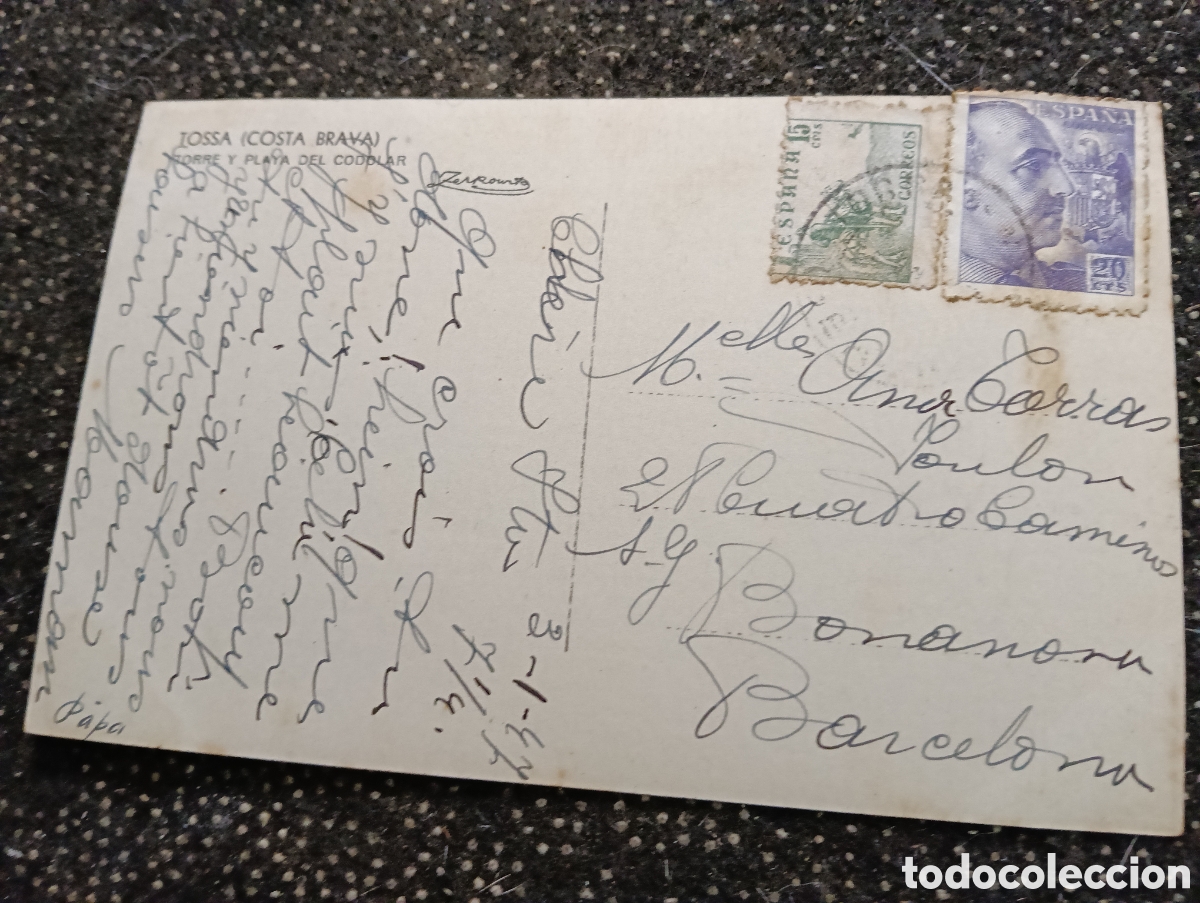 Postales: Gerona, Tossa de Mar, torre del castillo y playa del Codolar. - Foto 2
