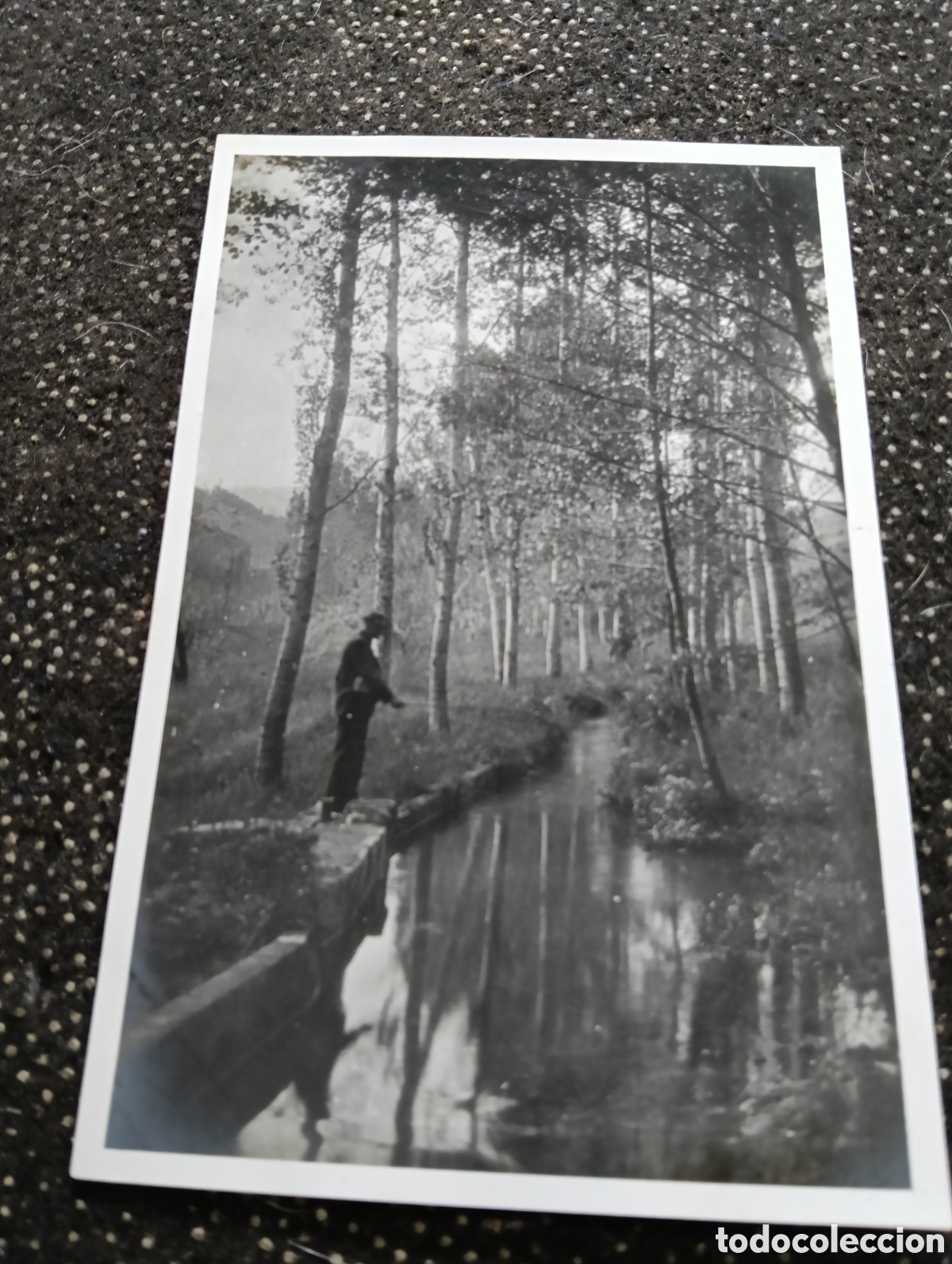 Postales: La Selva Arbusias Gerona paisaje del canal con un se&ntilde;or pescando.