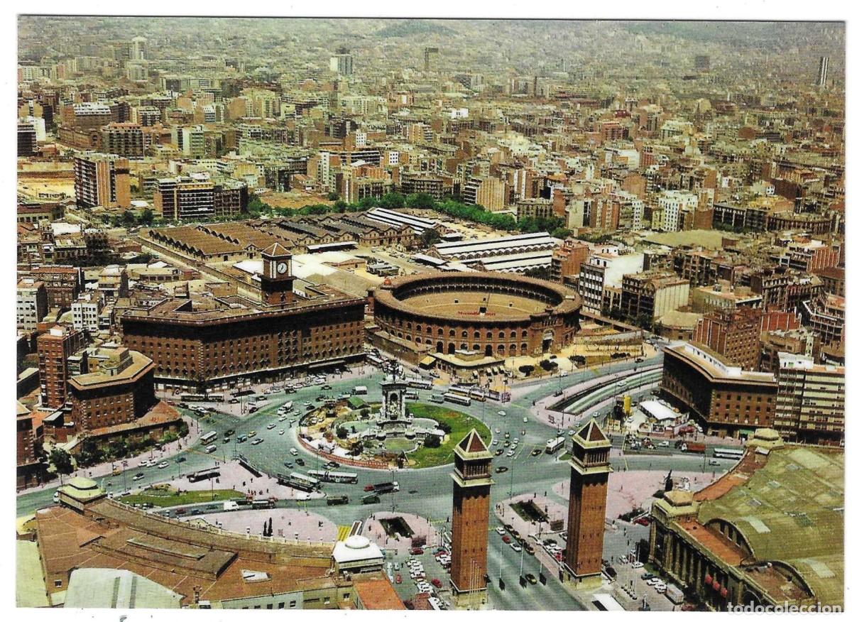 Postales: Postal Barcelona. Pza. Espa&ntilde;a vista a&eacute;rea. ref. 7-barcelona67