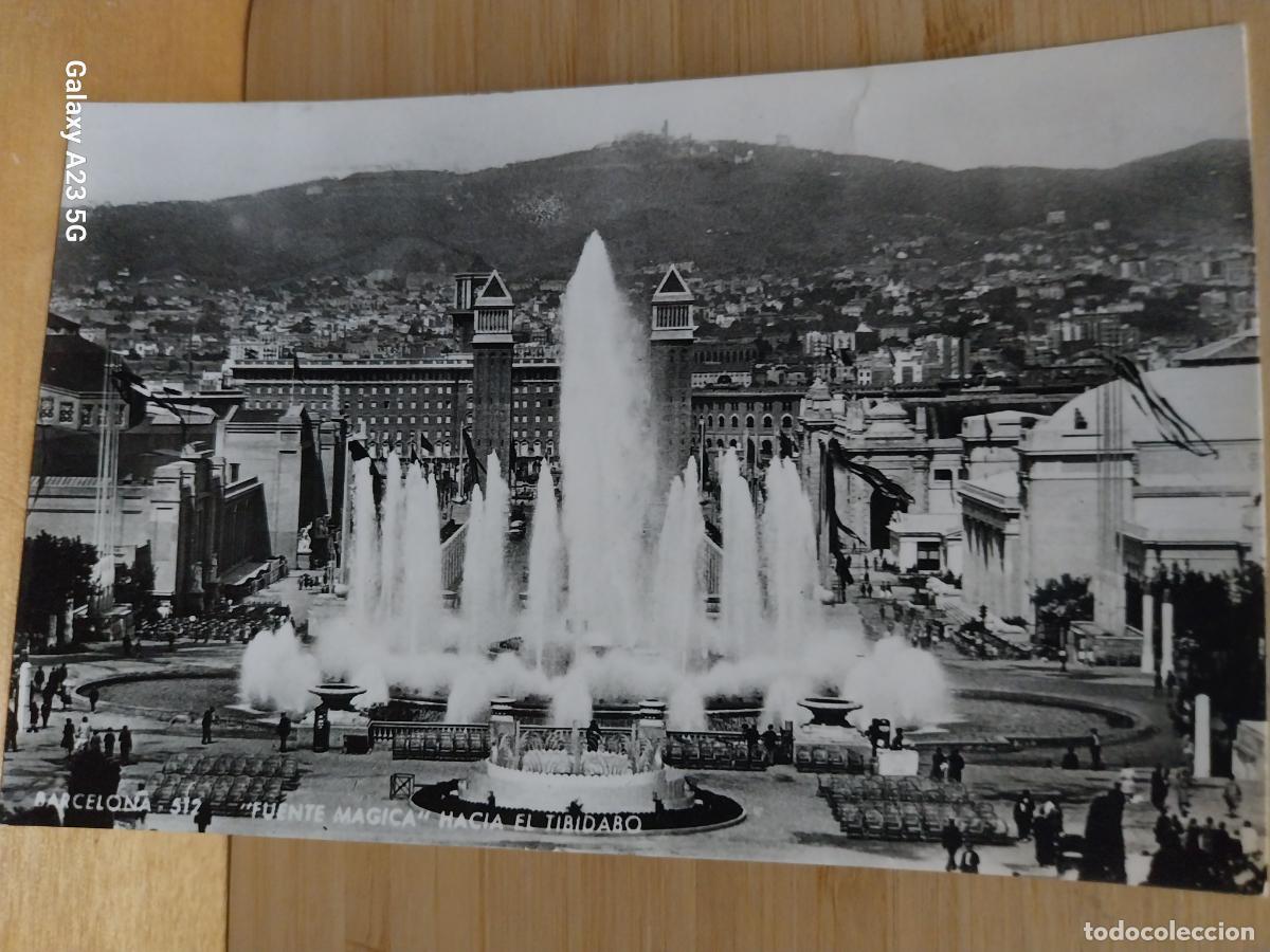 Postkarten: FUENTE M&Aacute;GICA HACIA TIBIDABO ED ZERKOWITZ 512 CIRCULADA A&Ntilde;O 1955 MUY ANIMADA BN