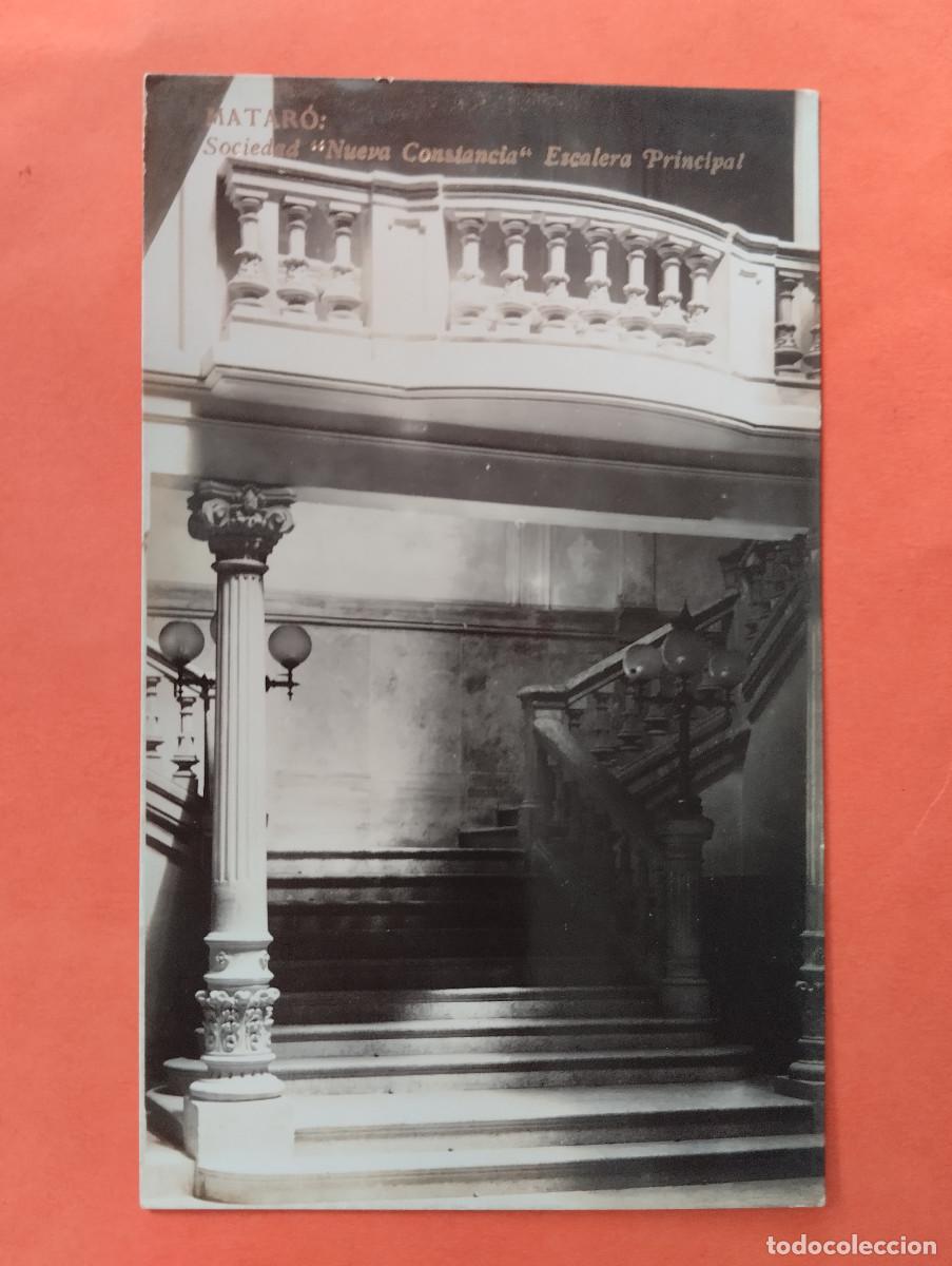 Postales: POSTAL FOTOGRAFICA. MATAR&Oacute;, SOCIEDAD NUEVA CONSTANCIA, ESCALERA PRINCIPAL.
