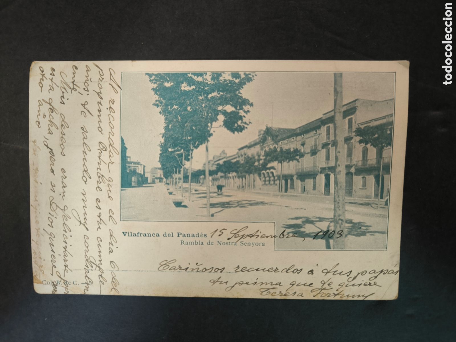 Postales: Postal antigua, a&ntilde;o 1903. Villafranca del Penedes, Barcelona. Circulada.