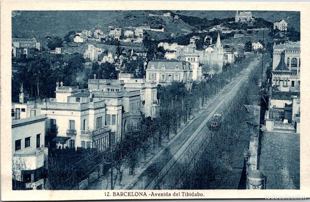 Postales: Barcelona - Avenida del Tibidabo - Roisin 12 - Tonalidad Azul - 139x89mm - In&eacute;dita en Todocolecci&oacute;n