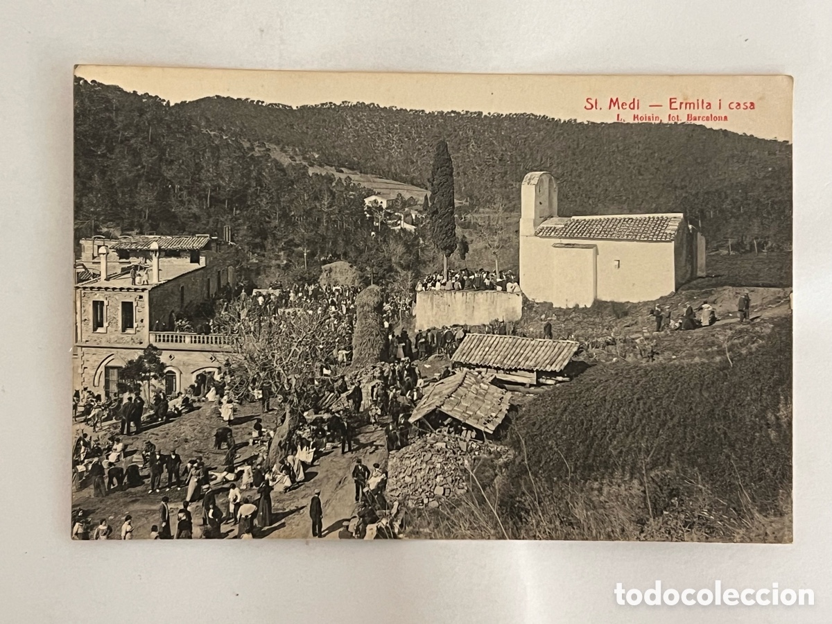 Postales: BARCELONA. Postal Ermita Sant Medir.. i casa.. Foto Roisin (h.1920?) S/C