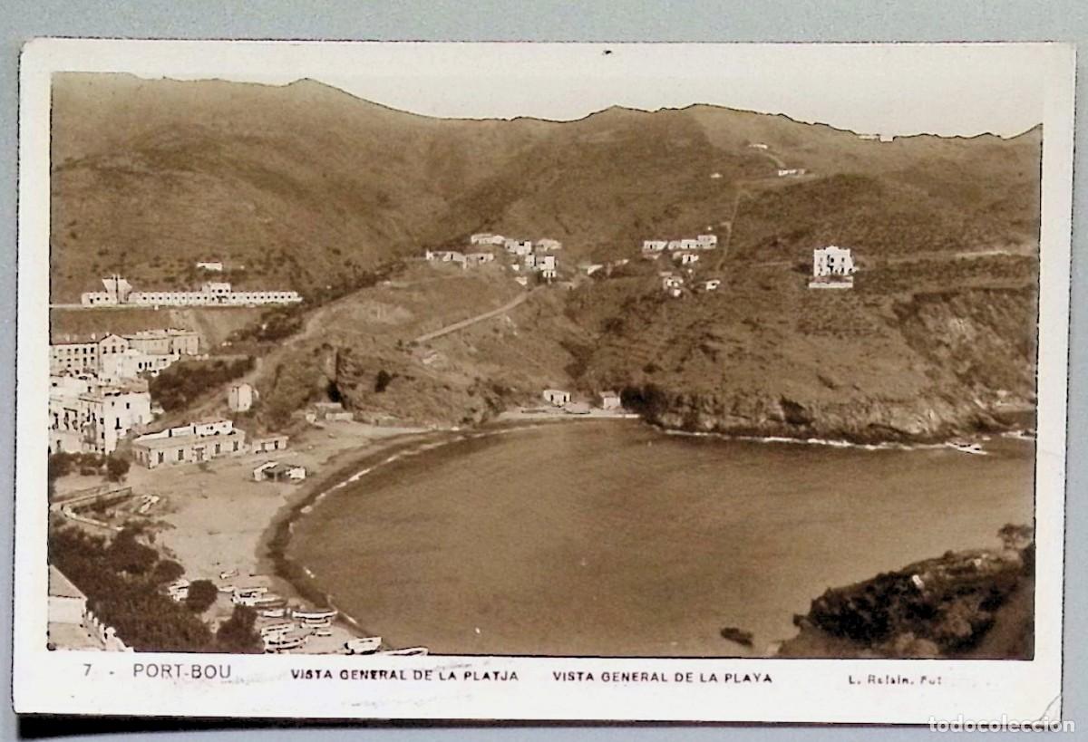 Postales: PORTBOU (Girona). Vista general de la playa.Tarjeta postal fotogr&aacute;fica en blanco y negro