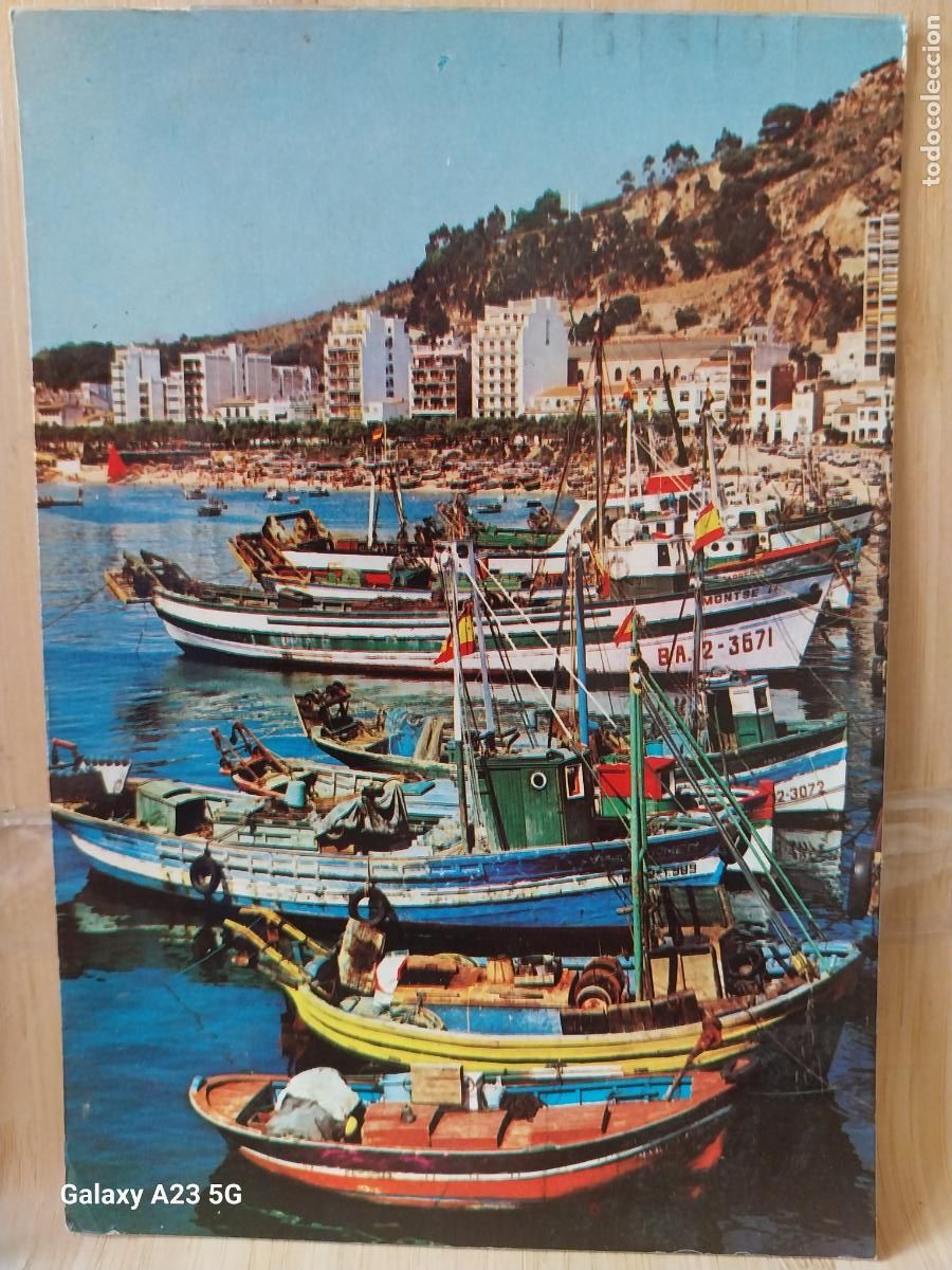 Postales: BLANES PUERTO ED MURCIA 605 CIRCULADA A&Ntilde;OS 70 BARCAS ANIMADA COCHES CLASICOS