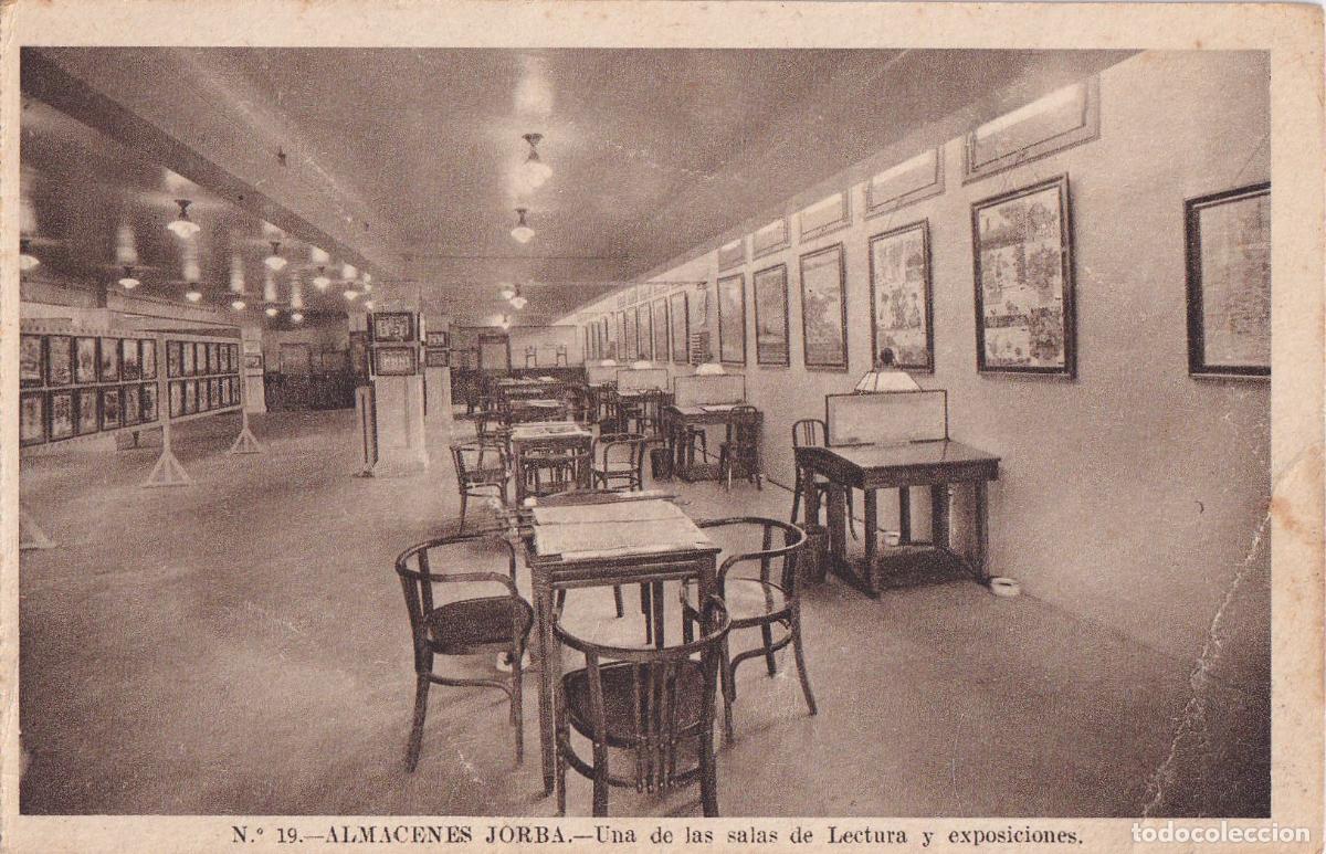 Postales: BARCELONA, ALMACENES JORBA, SALA DE LECTURA Y EXPOSICIONES &ndash; HUECOGRABADO N&ordm;19 &ndash; ESCRITA