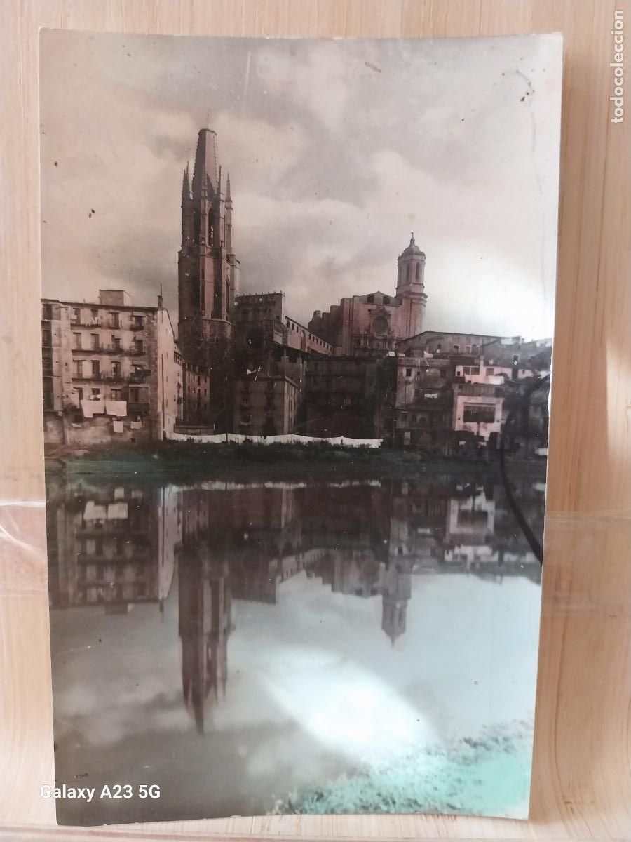 Postales: GERONA RIO O&Ntilde;AR Y CAMPANARIOS ED MARTI CIRCULADA A&Ntilde;O 1953 COLOREADA SIMETRIA MAGNIFICA