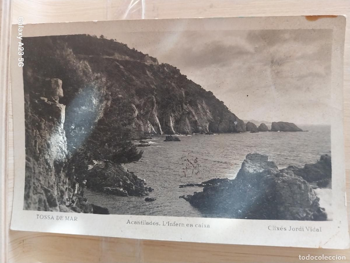 Postales: TOSSA DE MAR A&Ntilde;O 1952 ACANTILADOS L&acute;INFERN EN CAIXA ED CLIXES JORDI VIDAL CIRCULADA
