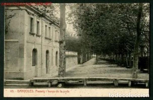 Postales: Banyoles. *Passeig i banys de la puda* Claramunt n&ordm; 65. Nueva. Ver dorso.