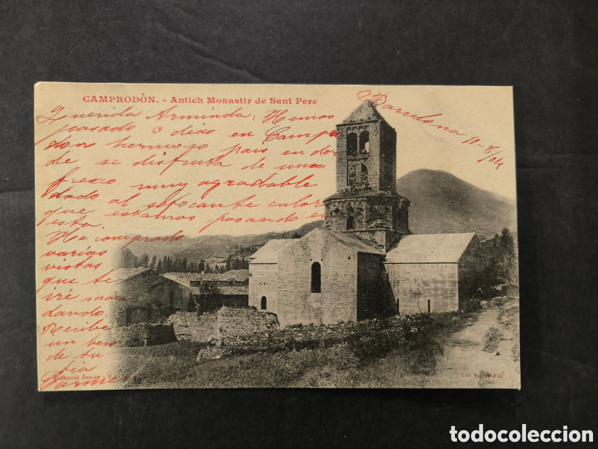 Postales: Postal Comprod&oacute;n, Gerona. Circulada en 1904. Catalu&ntilde;a. Antiguo monasterio.