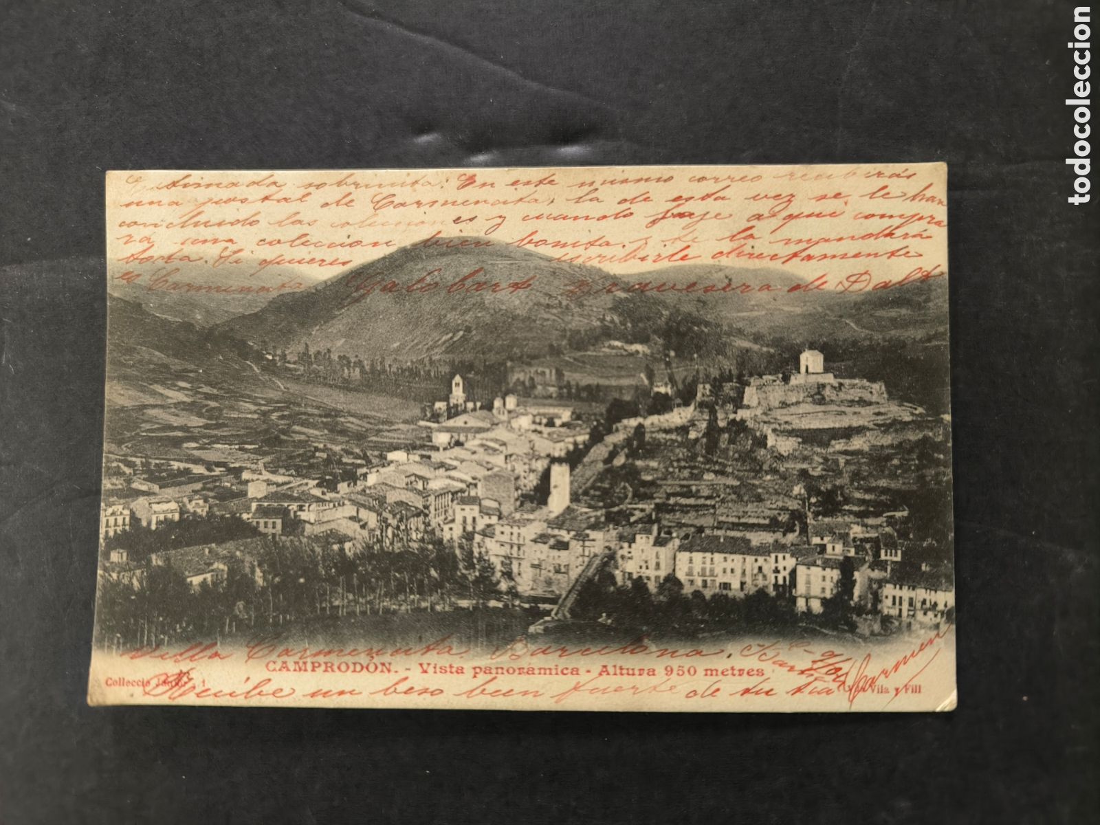 Postales: Postal Comprod&oacute;n, Gerona. Circulada en 1904. Catalu&ntilde;a. Vista panor&aacute;mica.