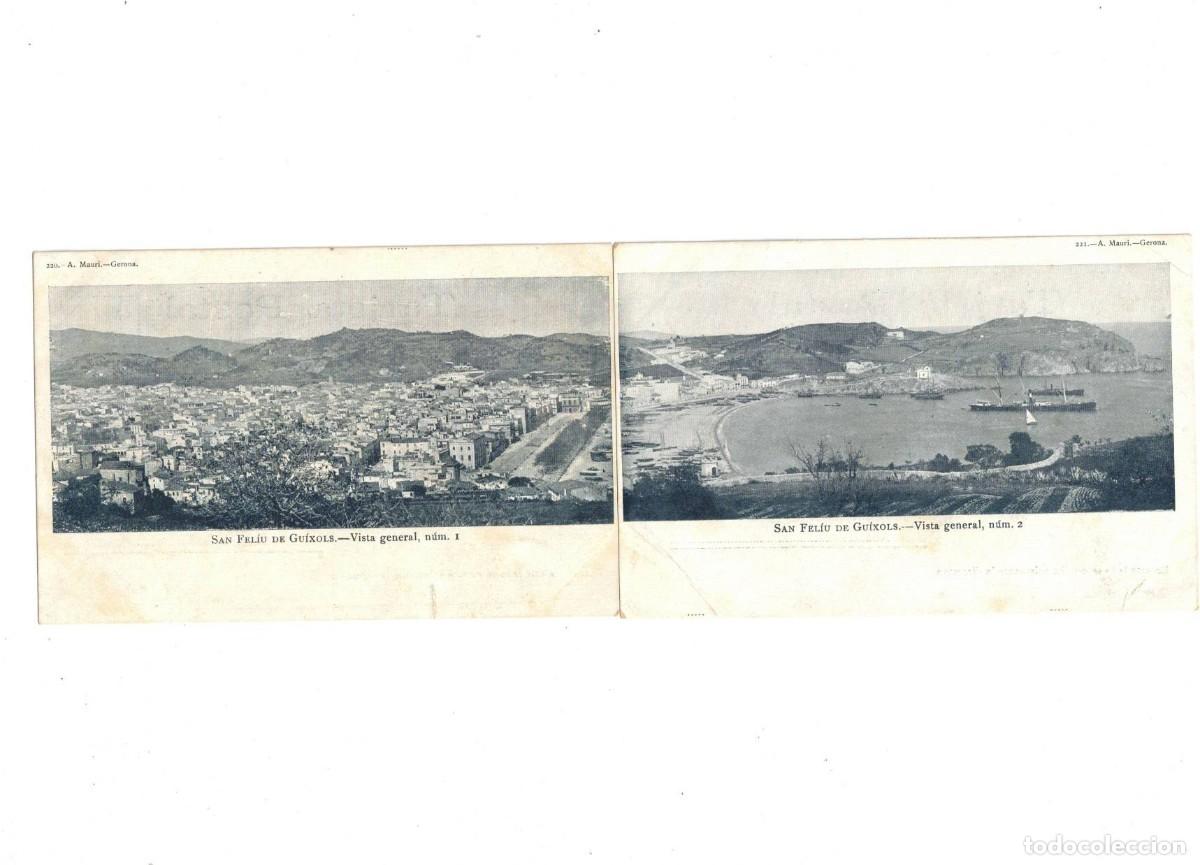 Postales: SAN FELIU DE GUIXOLS. POSTAL DOBLE. VISTA GENERAL 1 Y 2. a. mauri 220 y 221