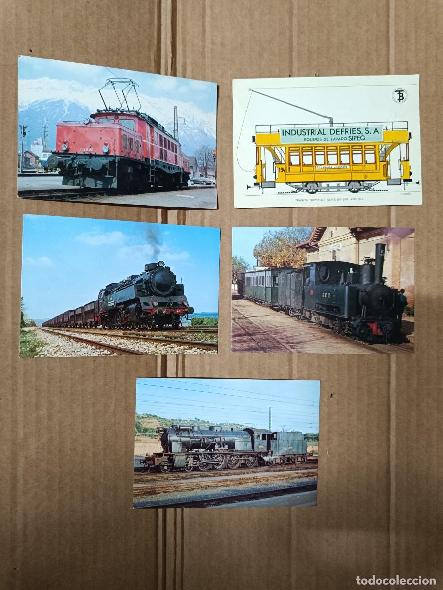 Cartoline: LOTE DE 5 ANTIGUAS POSTALES, TRENES Y TRANVIA BARCELONA, GUIXOLS, GIRONA, MORA, ARAGON, AUSTRIA -S2