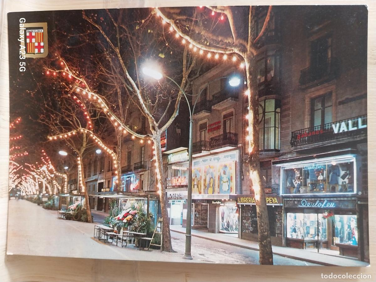 Postales: RAMBLA DE LAS FLORES ED FISA 9376 SC ORIGINAL NOCTURNA ARBOLES ILUMINADOS