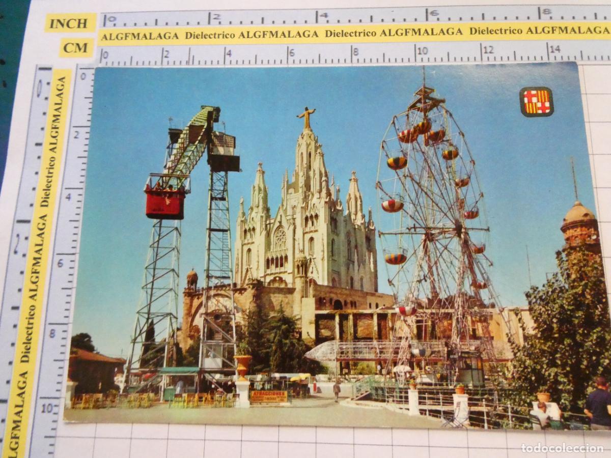 Postales: POSTAL DE BARCELONA. A&Ntilde;O 1965. TEMPLO SAGRADO CORAZ&Oacute;N PARQUE ATRACCIONES NORIA 1231 LAMINOGRAF. 581