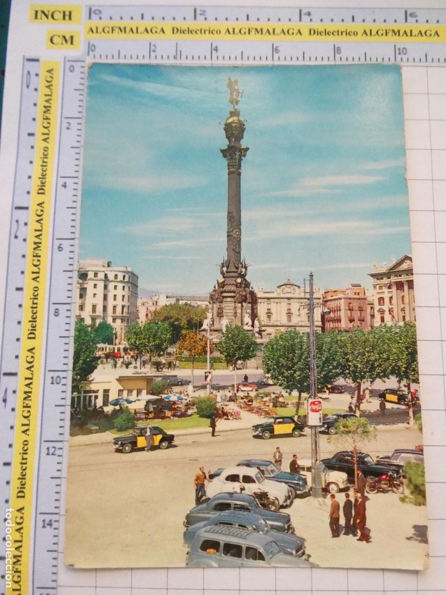 Postales: POSTAL DE BARCELONA. A&Ntilde;O 1962. MONUMENTO CRISTOBAL COL&Oacute;N TAXIS COCA COLA. 44 RAKER. 582
