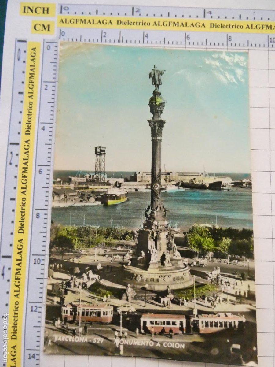 Postales: POSTAL DE BARCELONA. A&Ntilde;OS 30 50. MONUMENTO A COL&Oacute;N TRANV&Iacute;AS 529 ZERKOWITZ. 584