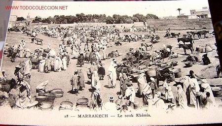 Postales: ANTIGUA POSTAL DE MARRAKECH - EL  MERCADO - Foto 1