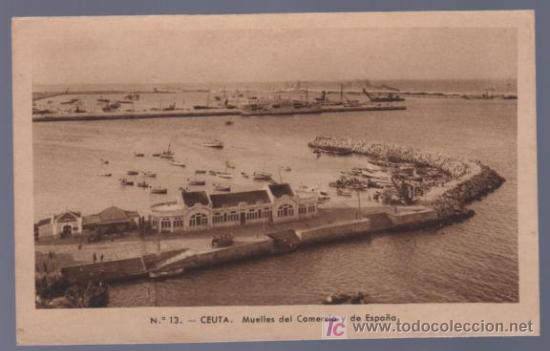 Postales: TARJETA POSTAL DE CEUTA. MUELLES DEL COMERCIO Y DE ESPA&Ntilde;A. 13. - Foto 1