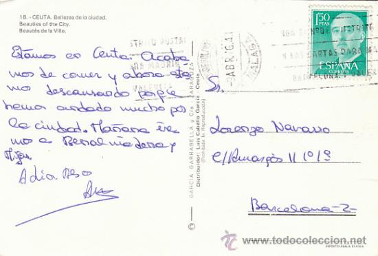 Postales: Ceuta, circulada en 1964 (ver dorso) - Foto 2