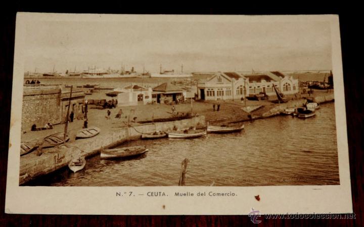 Postales: POSTAL DE CEUTA, MUELLE DEL COMERCIO, N. 7, CIRCULADA, ED. M. ARRIBAS. - Foto 1