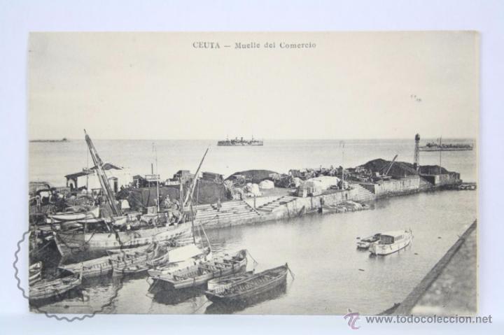 Postales: Antigua Postal - Ceuta. Muelle del Comercio - Circulada, A&ntilde;o 1915 - Foto 1