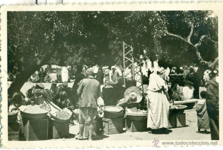 Postales: T&Aacute;NGER. EL MERCADO. EL ZOCO. CIRCULADA EN 1948. - Foto 1