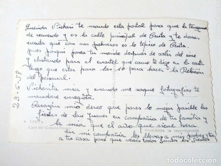 Postales: Postal - 8. CEUTA Calle del General Franco. Ediciones Librer&iacute;a General - Escrita - Foto 2