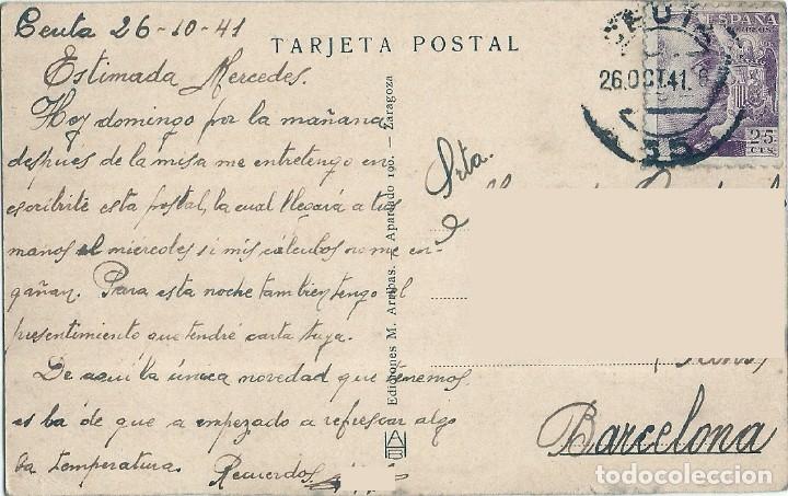 Postales: 6091L - CEUTA - MUELLE DEL COMERCIO - N&ordm; 7-CIRCULADA 1941 - Foto 2