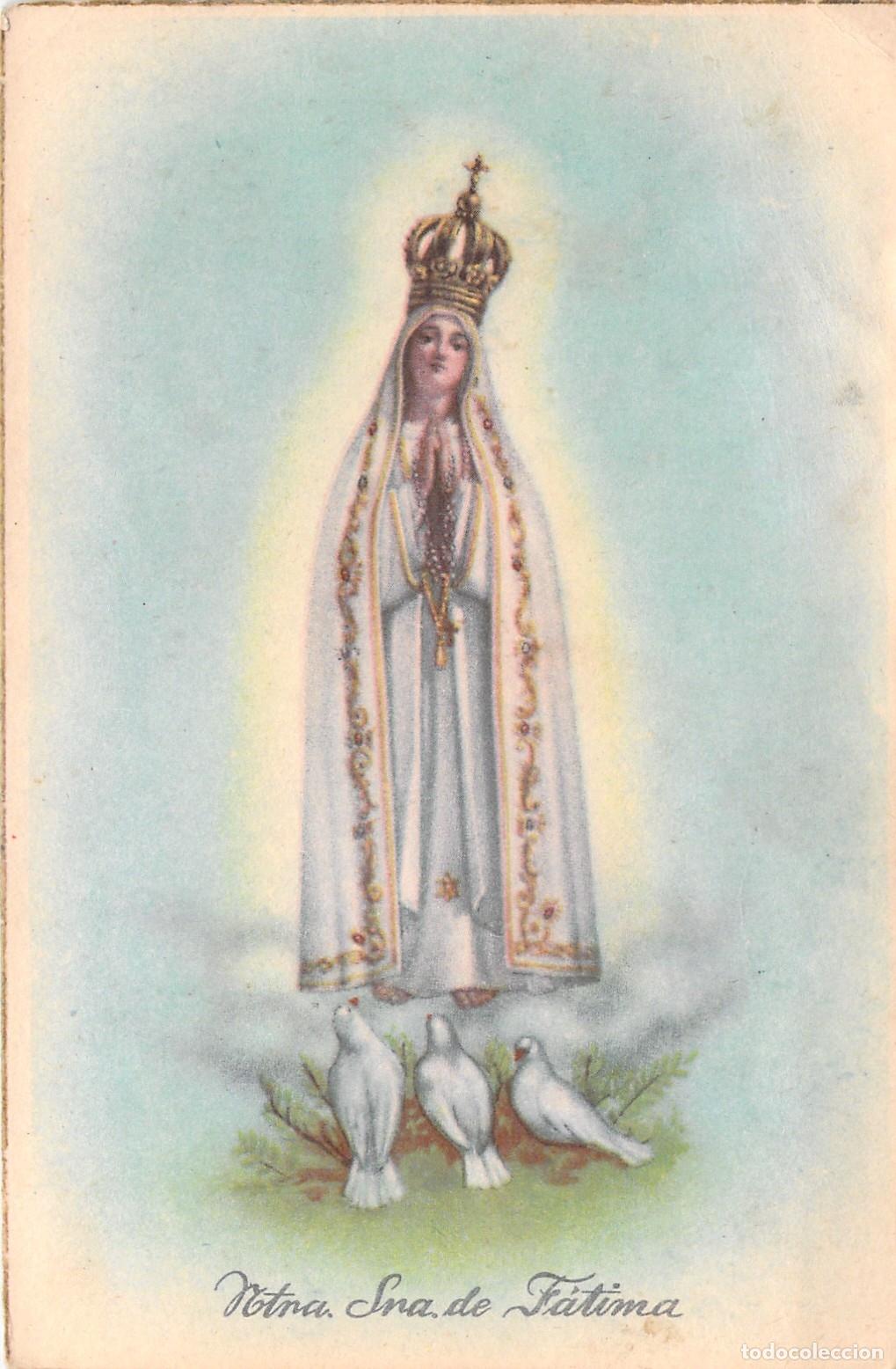 Postales: Postal de Nuestra Se&ntilde;ora de F&aacute;tima con Palomas Blancas - Foto 1