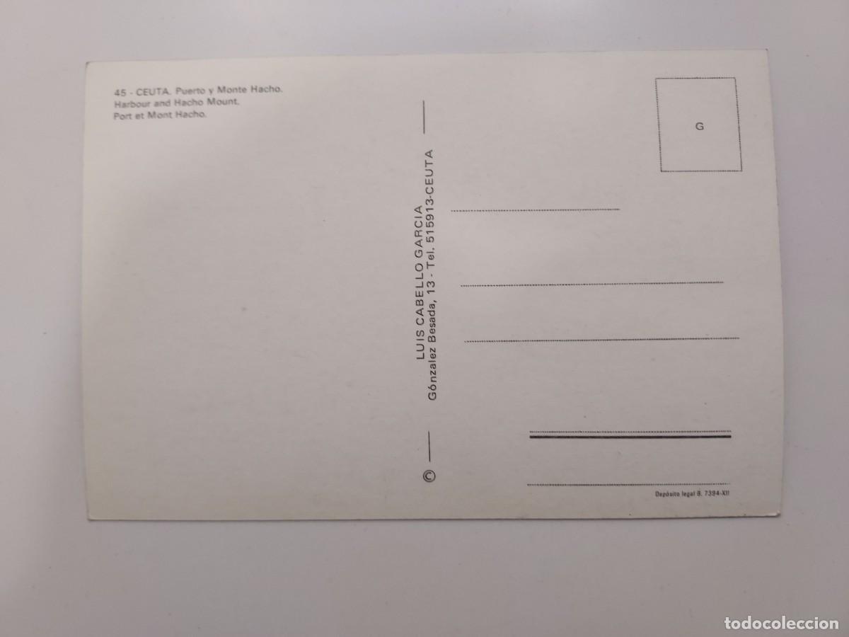 Postales: POSTAL CEUTA PUERTO Y MONTE HACHO. SIN CIRCULAR. 1969 - Foto 2