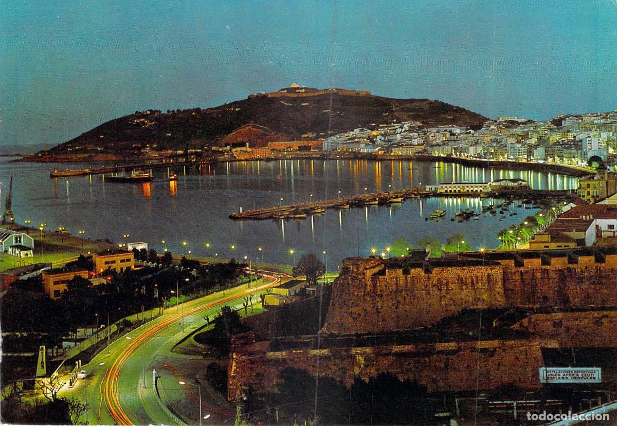Postales: Postal de Ceuta: Vista Nocturna desde la Avenida de &Aacute;frica