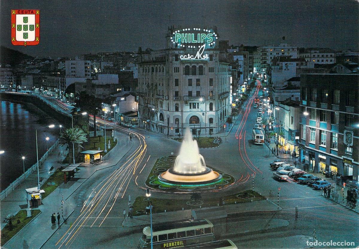 Postales: Postal de Ceuta: Plaza del General Galera en Vista Nocturna