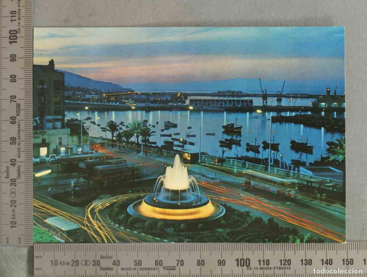 Postales: POSTAL. 46-CEUTA Plaza General Galera y Puerto, Vista nocturna. General Galera Square and Harbour. N