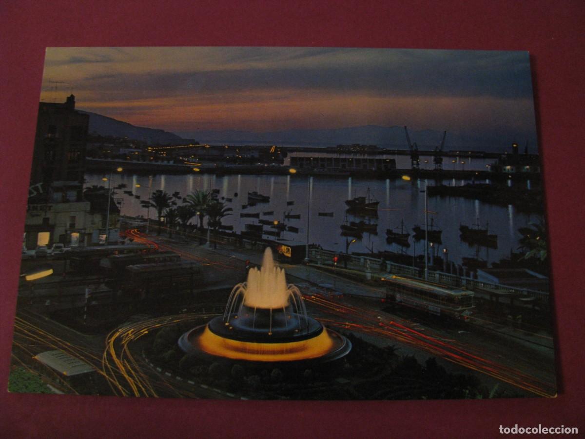 Postales: POSTAL DE CEUTA. PLAZA GENERAL GALERA Y PUERTO. VISTA NOCTURNA. GARCIA GARRABELLA. 46