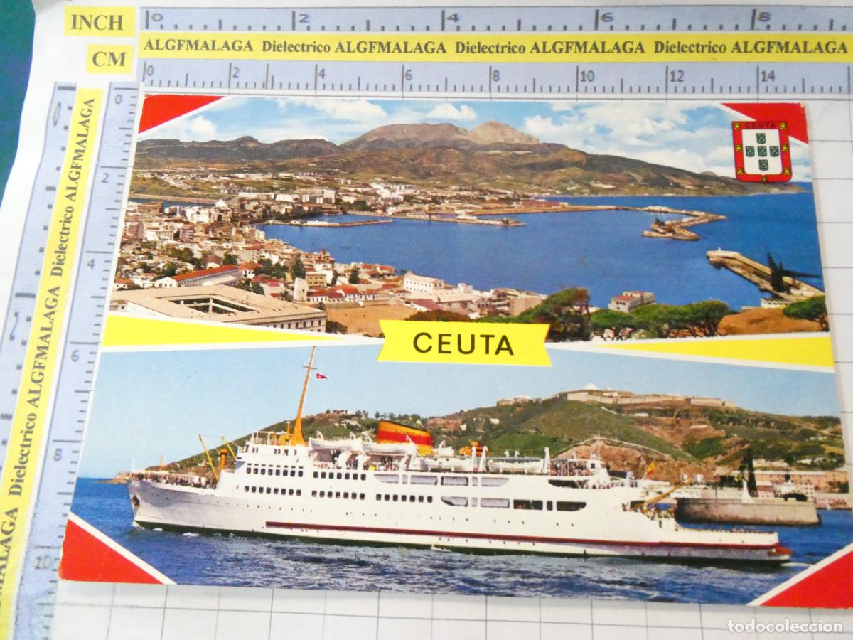 Postales: POSTAL DE CEUTA. A&Ntilde;O 1967. VISTA GENERAL TRANSBORDADOR BARCO TRASMEDITERRANEA 20 GARRABELLA. 2787
