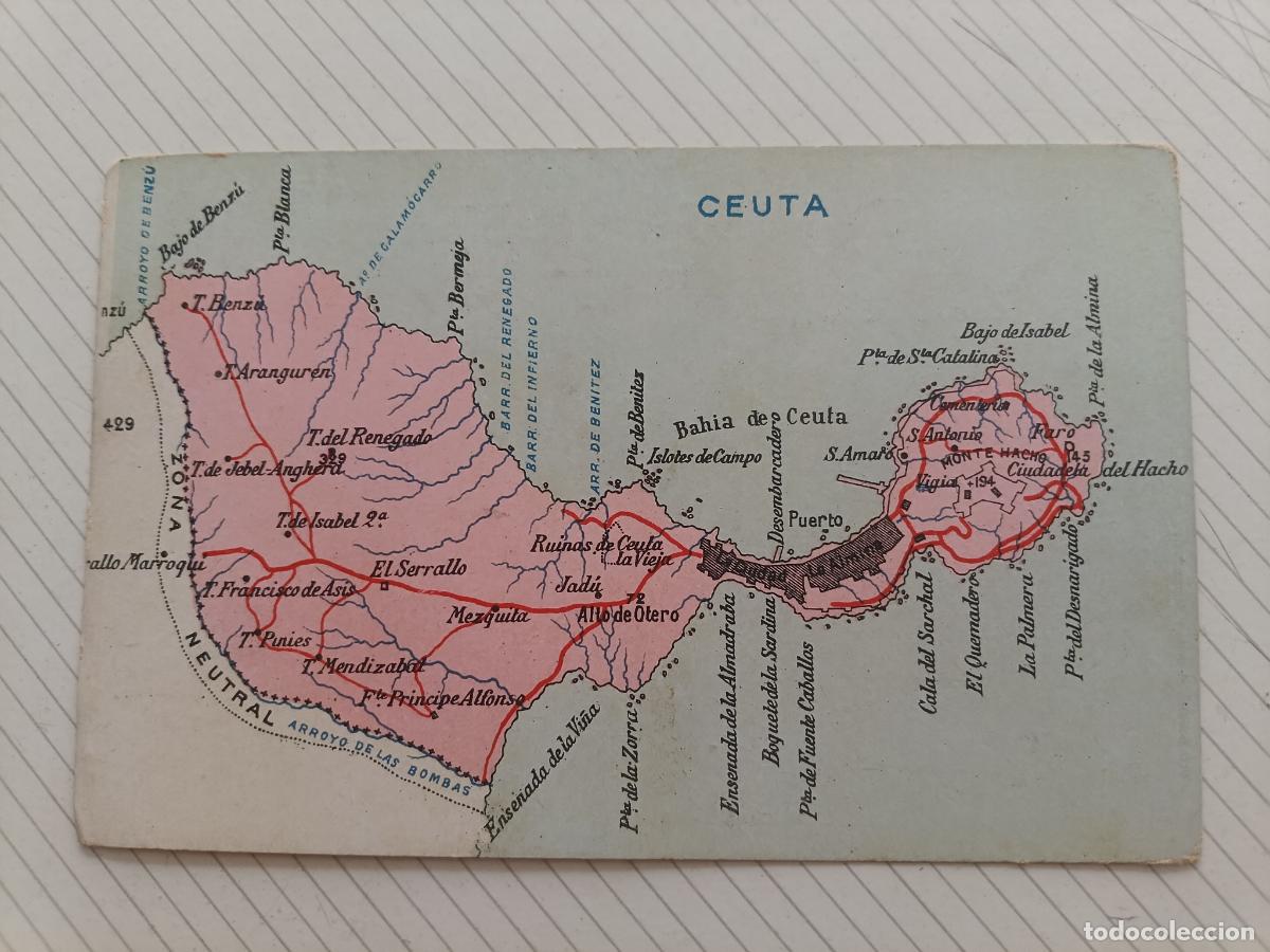 Postcards: Ceuta. Mapa. Postal antigua