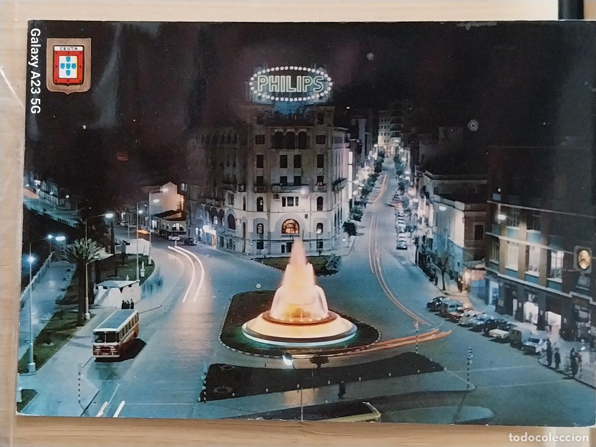 Postales: CEUTA PLAZA GENERAL GALERA ED FISA 22 CIRCULADA A&Ntilde;O 1972 NOCTURNA FUENTE