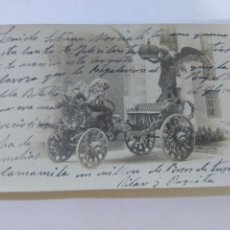 Postales: ANTIGUA TARJETA POSTAL DE BONITO CARRO CON ANGEL DE PRINCIPIO DE 1900