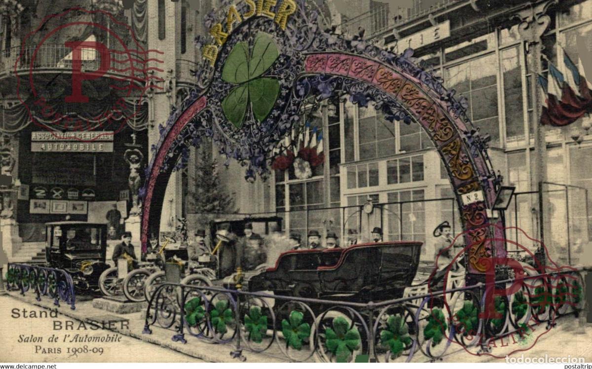 Postkarten: BRASIER STAND SALON DE L AUTOMOBILE PARIS 1908-09 MOTER CAR COCHES Bryan Goodman Collection